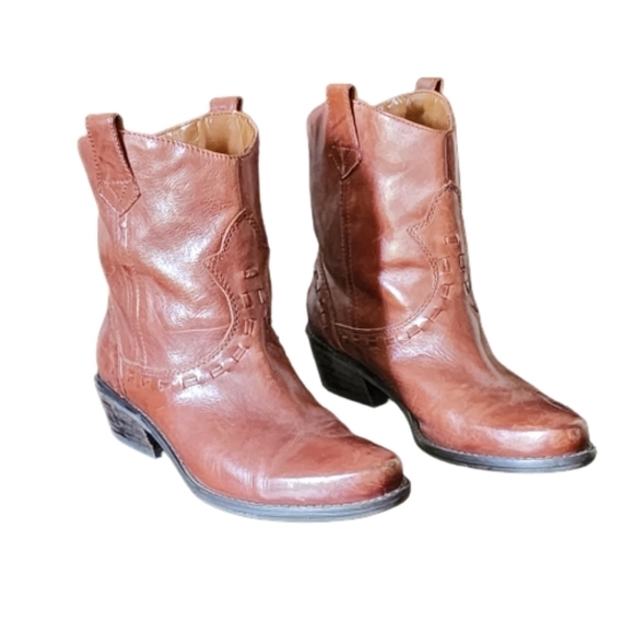 Franco sarto window western brown leather pointed toe ankle booties size 7 - Picture 3 of 11